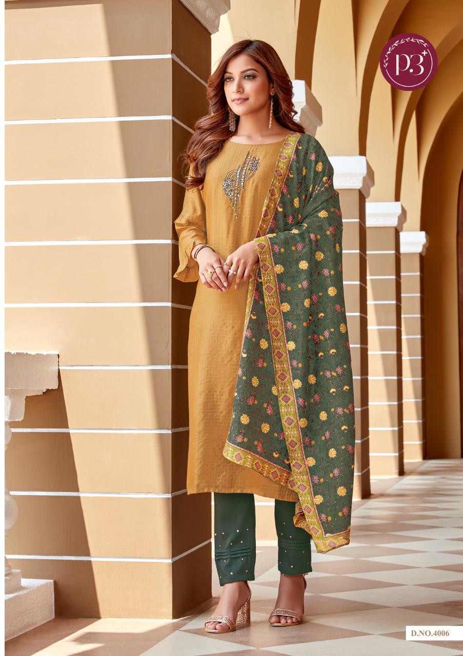 P3 Malhar  Latest Fancy Festive Wear Viscose Silk chex Pattern with Embroidery work With Gotta Patti Hand Work With Full Inner 	Silk Kurti With Bottom Collection 